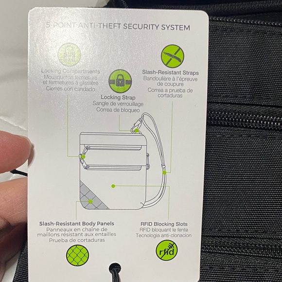 NWT Travelon slim double zip Black Crossbody anti theft Bag - Picture 13 of 15